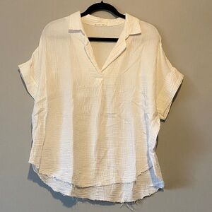 Elegant Cream Short Sleeve Blouse